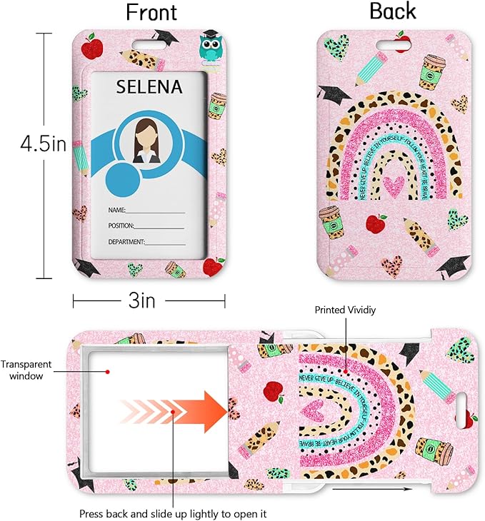 Teacher Life Lanyards for ID Badges Name Tags ID Card Holder, ID Badge Holder with Breakaway Lanyard, Cute Badge Reel Badge Clip Retractable, Women Teacher Nurse School Office Gift