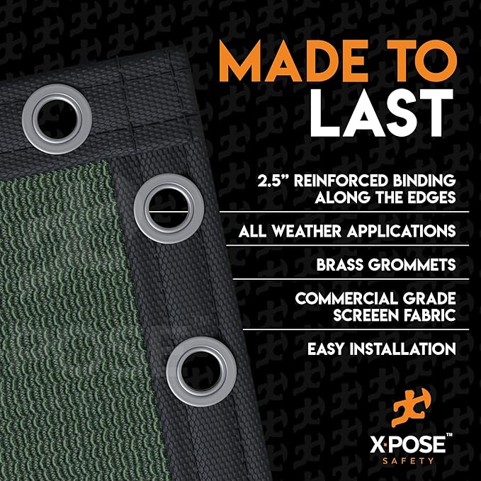 Xpose Safety Privacy Fence Screen 6’ x 50’ – Heavy Duty Green Mesh with 90% Visibility Block, UV Protection – for Garden, Yard, Nursery, Kennel, Dog Run, Greenhouse