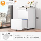 INTERGREAT 2 Drawer File Cabinet with Wheels, Metal Filling Cabinet with Lock, Locking Office Mobile Cabinet with Wheels for Legal/Letter Size, Under Desk, Easy Assemble, White