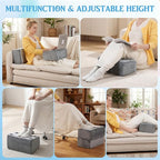 Novabright Foot Rest Under Desk at Work with 3 Adjustable Height, Non-Slip Ergonomic Foot Stool with Gel Top and Warm Pocket for Home Office Car Leg Back Rest(15" X 9" X 17.7",Parallel,Gray)