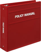 Carstens 3-Inch Heavy Duty Round Ring Binder for Policy Manuals – Side Opening, Brick Red, Durable Plastic Covers, No-Gap Rings, No Pockets, Holds 400 US Letter Sheets, Made in USA (1760-3R)