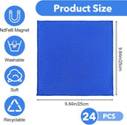 Kifmurase 24Pcs Magnetic Microfiber Cleaning Cloth, Microfiber Dry Erase Erasers, Reusable Cloth Whiteboard Eraser, Multipurpose Cleaning Cloths for Blackboards, Chalkboards, Glassboards, Home