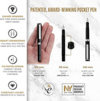 Scriveiner Luxury Fountain Pen - Medium Matt Black With Chrome Finish, Schmidt German Nib, Converter - Best Writing Gift Set for Men & Women - Fancy Office Designer EDC Pocket Pen