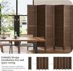 Room Partitions and Dividers, Temporary Wall with Double Hinges, 5.6 Ft Tall Folding Louver Wood Screen for Home Office Bedroom Hotel Decoration (6 Panels, Brown)