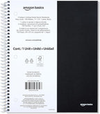 Amazon Basics College Ruled Spiral Notebook, 3 Subject, 150 Sheets, 8.5 x 11 inches, Black