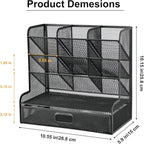 Marbrasse Mesh Pen Holder for Desk, Multi-Functional Pencil Organizer with Drawer, Desk Organizers and Accessories for Office Art Supplies (Large Black)