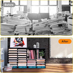 EasyPAG Wooden Literature Organizer with Adjustable Shelves, 36 Compartments Office Paper Organizer Storage 18000 Sheets Letter Size Paper, Student Mailbox for Classroom, Black/White