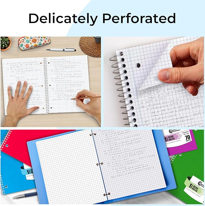 Rosmonde 2000 Packs (Pallet) 1 Subject Notebooks, Spiral Notebook Bulk, Quad Ruled, Pallet of Notebooks, 70 Sheets (140 pages), 8 x 10-1/2", Bulk Spiral Notebooks for School & Office, 4-7 Days Transit