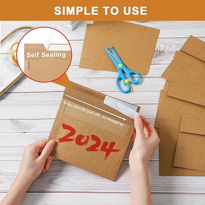 Silunkia Brown Blank Greeting Cards and Envelopes 5 x 7 Heavyweight Flat Cardstock and A7 Envelopes Printable Self Seal 20 Packs for DIY Wedding Invitations, Baby Shower, Thank You Cards