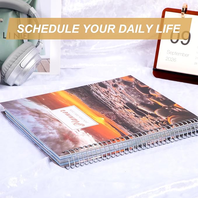 CAGIE 2026 Monthly Planner: 12 Months Jan 2026 - Dec 2026 Calendar Planner Weekly and Monthly 8.5" x 11" Large Spiral Planners for Women Hourly Daily Yearly Agenda with Tabs Stickers, Sunset