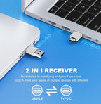 DINOSTRIKE White Presentation Clicker with Air Mouse Control, USB Type C Wireless Presenter Remote Clicker for Powerpoints Slide RF 2.4GZ Slide Advancer for Computer Laptop Mac