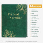SUNEE End of Life Planner,I‘m Dead Now What Planner, Large Print Spiral-Bound Estate Organizer with Tabs for Seniors & Family. Covers Final Wishes, Passwords,Funeral Planning. A4（9"x11.2"),Deep Green