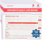 LINAUSTFB 10 Pack Daily Log Books for Truck Drivers with 7 and 8 Day Recap,32 Sets of Forms per Book, 8.5" x 5.5",2-Ply Carbonless Driver Log Book