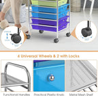 GLACER 10 Drawers Rolling Cart, Storage Cart with w/Removable Drawers & Steel Frame, Utility Mobile Trolley w/Universal Casters & 2 Brakes, Organizer Cart for Home, School, Office (Rainbow)
