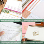Small Desk Calendar 2026-2027, 18-Month Standing Flip Desktop Calendar from 2026 Jan to 2027 Jun - Metal Ring Twin-Wire Binding Monthly Desktop Calendar for Home Office School (black-white)
