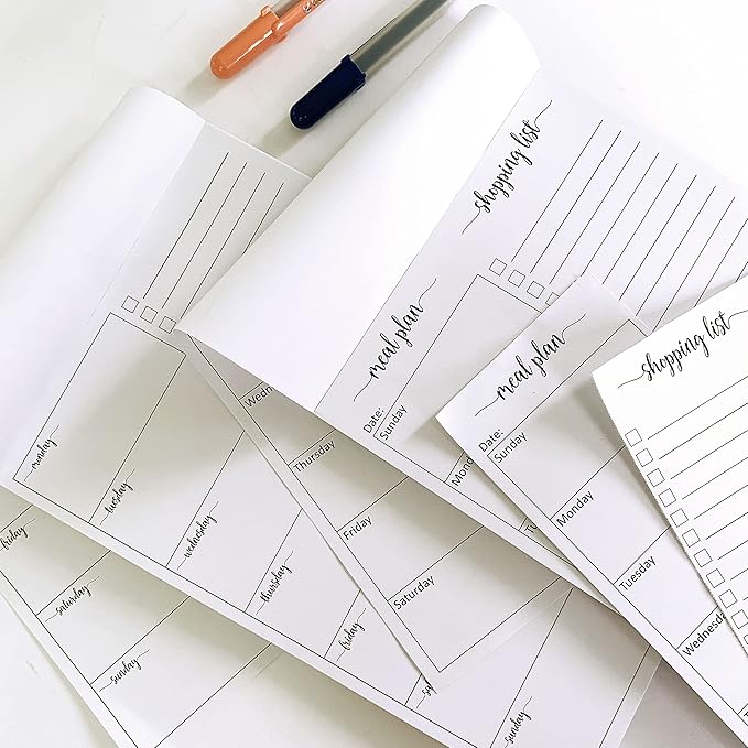 321Done Meal Planning Notepad - Made in USA - Large Letter Size (8.5x11) Weekly Menu Planner Tear-Off Simple Shopping List Meals Groceries Grocery List Memo Pad - Perforated Sunday Start