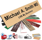 Engraved Name Plates for Door Sign Personalized Cashew Plastic Plaque with Black Letters - Made in USA 2x12 N6