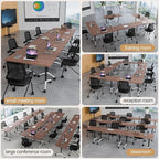 Folding Conference Table 4ft 5ft, Foldable Office Meeting Desk for 6 People, Multiple Sizes Colors Mobile Conference Room Table for Training Room School Business Furniture (2, Walnut, 71in)