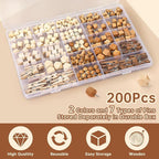GOOLADA 200Pcs Wood Push Pins 7 Types and 2 Colors Wood Tacks Cute Push Pin Thumb Tacks for Decorative Wooden Push Pins for Cork Board Cute Pushpins for Bulletin Board Prayer Board Supplies for Women