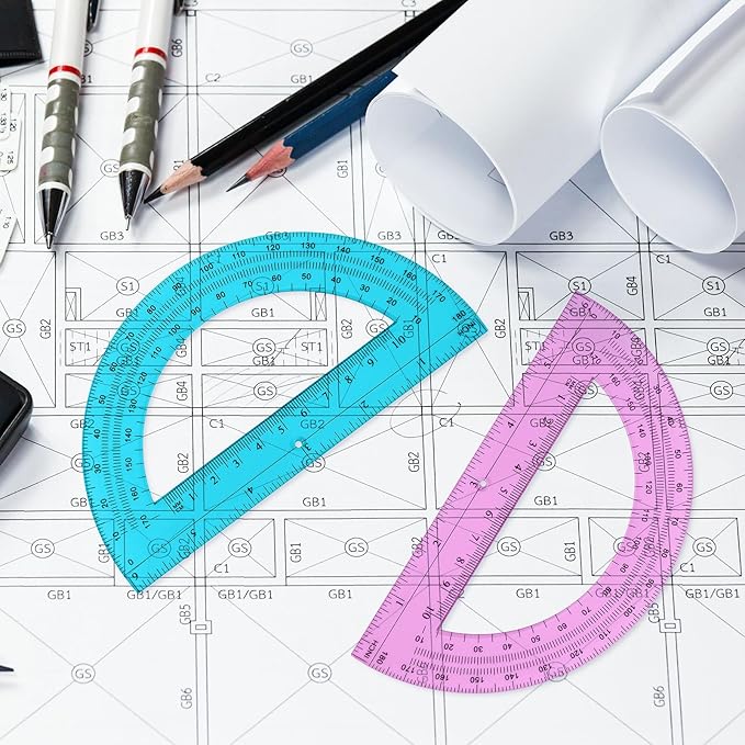 Zonon 36 Pack 6 Inch Plastic Protractor Christian Charity Donation 180 Degrees Pink Blue Clear Protractors for Classroom School Math Teacher Student Office Supplies Christmas Operation Gifts