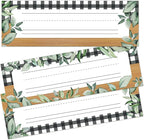 Name Tags for Classroom Cubbies, 30 Greenery Name Plates for Desks, Back to School Self Adhesive Name Tags Sticker for Teachers Elementary - A08