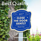 Custom Decorative Outdoor Metal Sign - Personalized Aluminum Driveway Sign, Waterproof, Made In USA - Design 3 Blue Steel 12x12 In
