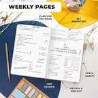 Clever Fox Planner Premium Edition – Undated Luxurious Weekly & Monthly Planner to Increase Productivity and Hit Your Goals – Organizer – Start Anytime, A5, Lasts 1 Year, Pearl (Weekly)