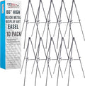 U.S. Art Supply 66" High Black Metal Display Art Easel (10 Pack) - Large Adjustable Height Portable Easel Stand, Sign Display, Holds 25 lbs - Floor & Tabletop Easels, Sign Stand