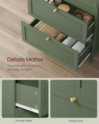 VASAGLE Floor Storage Cabinet, Freestanding Storage Unit with 2 Drawers and 2 Doors, Adjustable Shelf, 11.8 x 23.6 x 43.3 Inches, for Entryway, Bathroom, Forest Green UBBC551C01