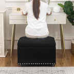 Decent Home Storage Ottoman Fabric Bench 24" Foot Rest Stool with Nailhead Trim for Bedroom Living Room(Black, Fabric)