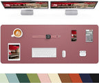 Leather Desk Pad Protector, Large Desk Mat, Mouse Pad, Non-Slip PU Leather Desk Blotter,Desk Cover mat,Desk mat for Keyboard and Mouse,Mat for Office&Home (Rose Purple, 48" x 17")