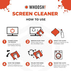 WHOOSH! Screen Shine Go 2-Pack – Two 1 fl oz Refillable Touchscreen Cleaners with Microfiber Cloths for Car, iPad, Laptop and Eyeglasses – Powerful Streak-Free Cleaning – Pocket-Sized, TSA-Approved