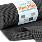 Songrey Non-Adhesive Drawer and Shelf Liner, Non Slip Cabinet Liners, Protect Kitchen Cupboard, Bathroom Drawers, Breathable, Thick Strong Grip mat (17.5IN x 20FT, Black)