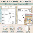 bloom daily planners 2026 Hardcover Calendar Year Goal & Vision Planner (January to December) - Monthly & Weekly Agenda Organizer - 7.5" x 9" - Ocean Oasis