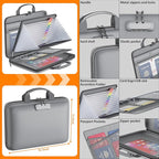 Fireproof File Organizer with Lock, Hard-Shell Case Fireproof Document Box with 13 Pockets Accordion File Folder, Important Document Organizer for Letter A4 Files Laptop Passports (Grey)