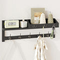 AMBIRD Wall Hooks with Shelf, 26.57 Inch Entryway Wood Coat Hooks for Wall, Coat Rack Wall Mount Rack with 5 Dual Hooks 3 Key Hooks Mail Organizer and Key Rack Key Holder (Black)