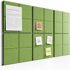 Bumusty Large Cork Board Alternative-36 x24 Felt Bulletin Board Tiles, with 30 Pushpins, 40 Adhesive Tabs, 6-Pack Slat Wall Paneling, Cork Boards for Office Push Pin Board Felt Board-Kelly Green