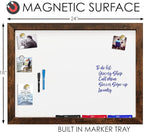 Loddie Doddie Magnetic Dry Erase Board - 18 x 24 in, Rustic Frame - Easy-Clean Surface & Whiteboard for Wall - Magnet Board - Vertical & Horizontal Mounting Hanging Whiteboard