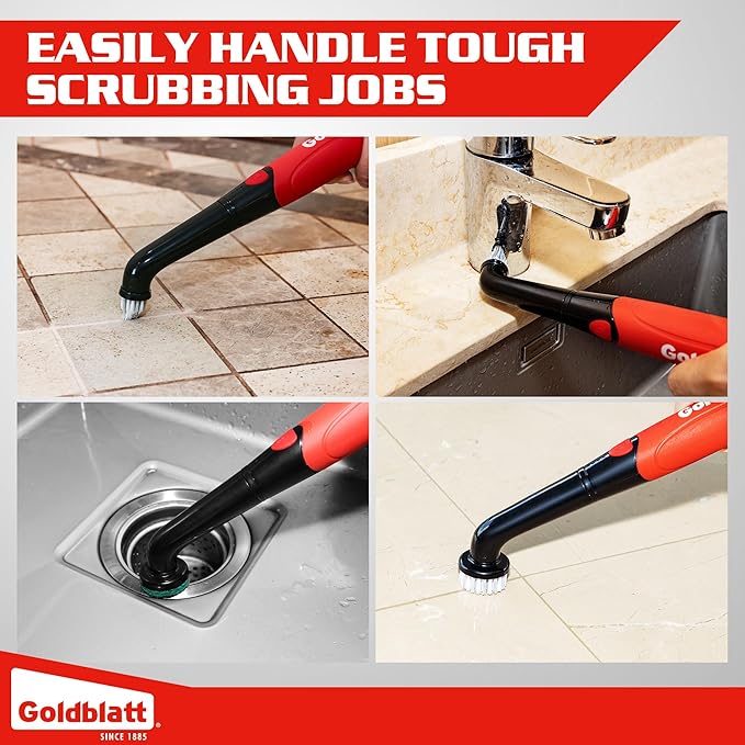 Goldblatt Cordless Electric Spin Scrubber 18-Piece Kit, Power Scrubber with Battery Indicator Light, Waterproof Electric Cleaning Brush for Grout, Tile, Bathroom, Kitchen Cleaning