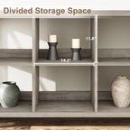 GarveeHome 8 Cube Storage Organizer Bookshelf, Farmhouse Horizontal Bookcase, 62 Inch Wood Storage Bookcase for Entryway, Long Low Bookshelves for Living Room (Grey, 8 Cube Metal)