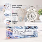 Personalized Name Plate for Desk, Custom Desk Name Plate, Acrylic Name Plate Office Desk Accessories, Personalized Office Gifts for Coworkers Teachers, Employee Appreciation Gifts (Silver Crystal)