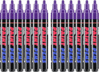 Craiiby Purple Paint Pens Paint Markers - 12 Pack Permanent Quick Dry Waterproof Marker Pens for Rocks Wood Fabric Plastic Canvas Glass Mugs Metal Tire Stone