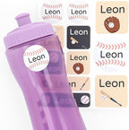 Large Name Labels for Kids (33) - Custom Stickers for Daycare and School Supplies - Durable, Waterproof Stickers for Water Bottles, Lunch Boxes, and More with Unique Designs - Baseball