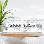 Personalized Name Plate for Desk, Custom Desk Name Plate, Acrylic Name Plate Office Desk Accessories, Personalized Office Gifts for Coworkers Teachers, Employee Appreciation Gifts (A-Never Wither)