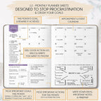 Life Planner - Undated Weekly & Monthly Planner, 12-Month Journey to Increase Productivity | Gratitude Journal, Life Organizer & Goal Journal | Include Foldable Vision Board, Habit Tracker & Stickers