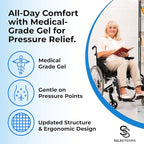 SelectSoma Travel Gel Seat Cushion for Long Sitting - Travel Pad for Car, Truck, Office Chair, Wheelchair - Cooling Gel Cushion for Sciatica, Tailbone, Back Pain, and Pressure Relief