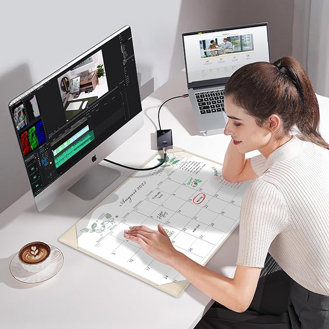 Gannyfer Large Desk Calendar 2025-2026 with Desktop Mat,22" x 17" Desktop Pad Calendar, 18 Month Table Calendar from July 2025 to Dec 2026, Office Supplies Perfect for Home School and Office - Gray
