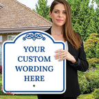 Custom Decorative Sign, Personalized Metal Sign for Business, Driveway, Home, Airbnb, Office Door Plaque, White Background 24x24 Inches, ACM, Fade Resistant, Made in USA by Sigo Signs