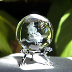 3D Inner Carving Constellation Ball Crystal Paperweight Full Sphere Glass Fengshui with Sliver-Plated Flowering Stand(Virgo)
