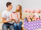 FUULOXE Rectangular Valentines Basket Storage Bin for Shelves Girls Gifts Baskets Foldable Box with Handles for Home Office Car Dormroom Valentine's Day Party Supplies